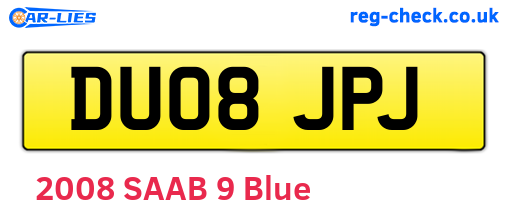 DU08JPJ are the vehicle registration plates.