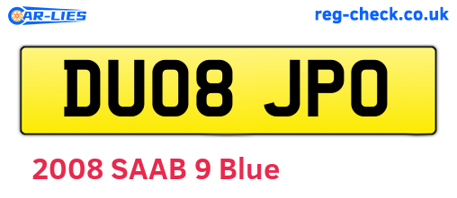 DU08JPO are the vehicle registration plates.