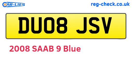 DU08JSV are the vehicle registration plates.