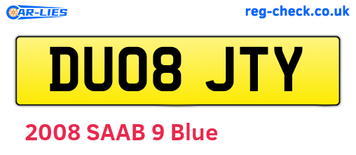 DU08JTY are the vehicle registration plates.
