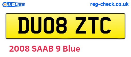DU08ZTC are the vehicle registration plates.
