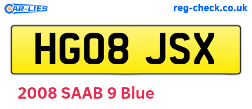 HG08JSX are the vehicle registration plates.