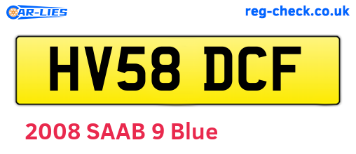 HV58DCF are the vehicle registration plates.