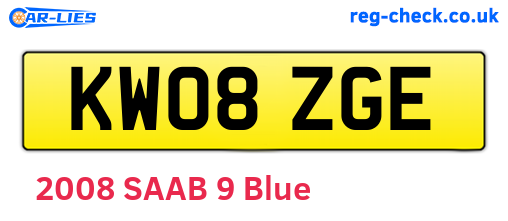 KW08ZGE are the vehicle registration plates.