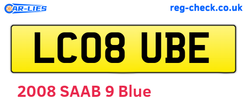 LC08UBE are the vehicle registration plates.