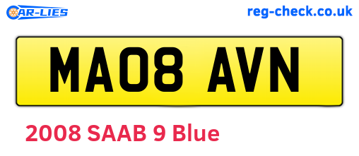 MA08AVN are the vehicle registration plates.