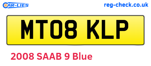 MT08KLP are the vehicle registration plates.