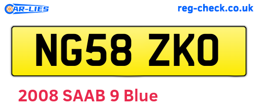NG58ZKO are the vehicle registration plates.