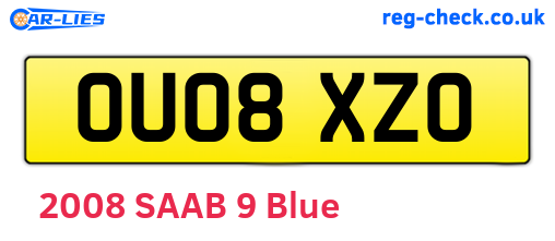 OU08XZO are the vehicle registration plates.
