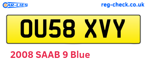 OU58XVY are the vehicle registration plates.