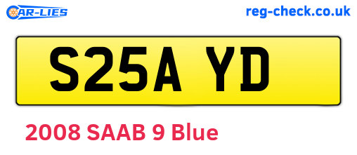 S25AYD are the vehicle registration plates.