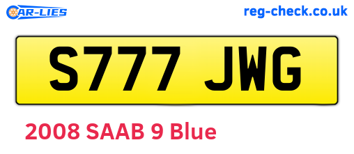 S777JWG are the vehicle registration plates.