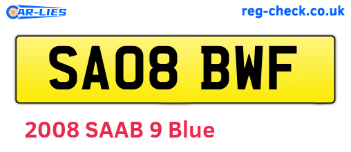 SA08BWF are the vehicle registration plates.