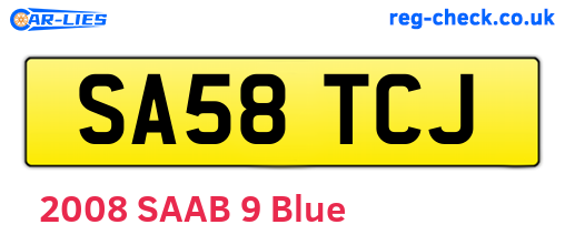 SA58TCJ are the vehicle registration plates.