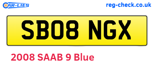 SB08NGX are the vehicle registration plates.