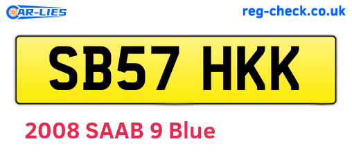 SB57HKK are the vehicle registration plates.