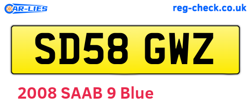 SD58GWZ are the vehicle registration plates.
