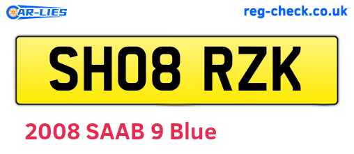 SH08RZK are the vehicle registration plates.
