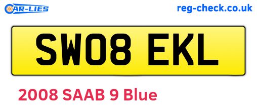 SW08EKL are the vehicle registration plates.