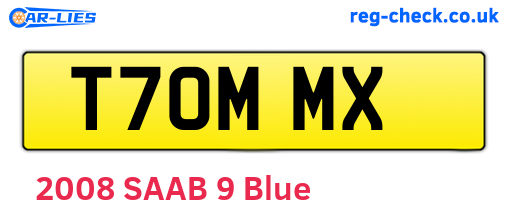 T70MMX are the vehicle registration plates.