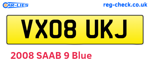 VX08UKJ are the vehicle registration plates.