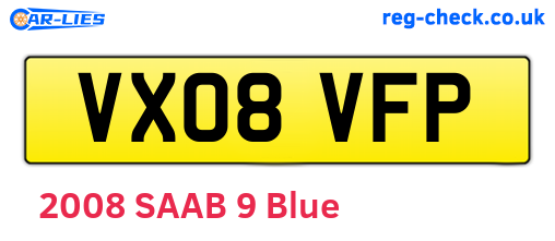 VX08VFP are the vehicle registration plates.