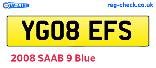 YG08EFS are the vehicle registration plates.