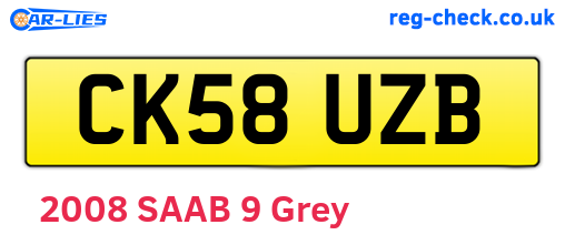 CK58UZB are the vehicle registration plates.