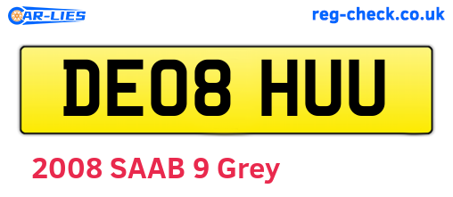 DE08HUU are the vehicle registration plates.
