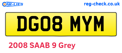 DG08MYM are the vehicle registration plates.