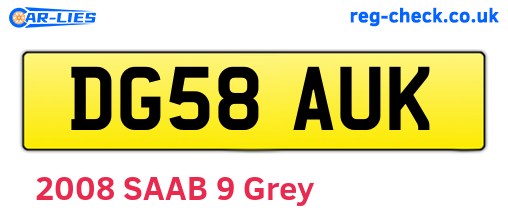 DG58AUK are the vehicle registration plates.