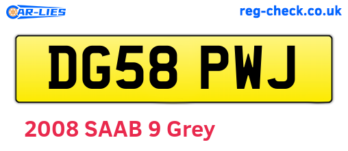 DG58PWJ are the vehicle registration plates.