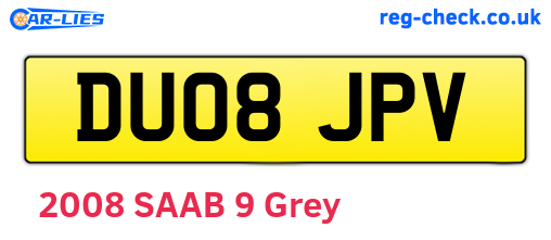 DU08JPV are the vehicle registration plates.