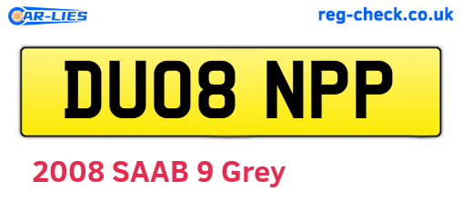 DU08NPP are the vehicle registration plates.