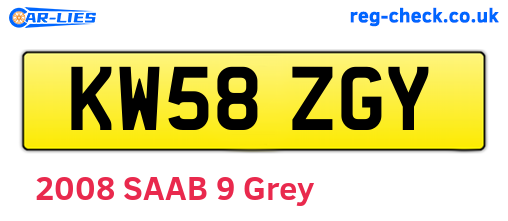 KW58ZGY are the vehicle registration plates.