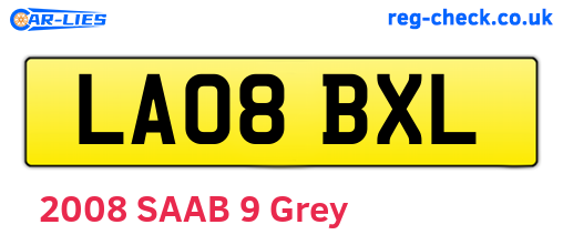 LA08BXL are the vehicle registration plates.