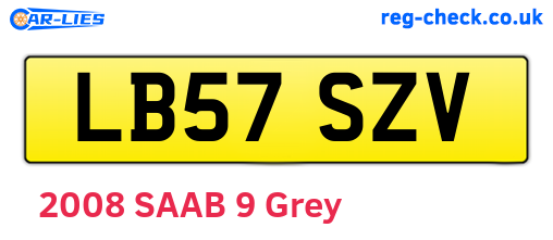 LB57SZV are the vehicle registration plates.