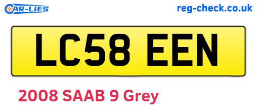 LC58EEN are the vehicle registration plates.