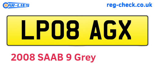 LP08AGX are the vehicle registration plates.