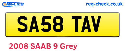 SA58TAV are the vehicle registration plates.