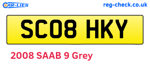 SC08HKY are the vehicle registration plates.