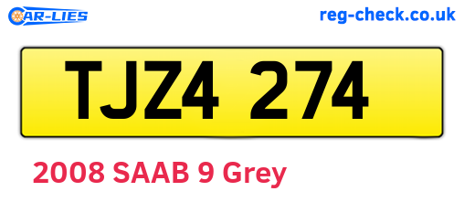 TJZ4274 are the vehicle registration plates.