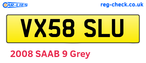 VX58SLU are the vehicle registration plates.