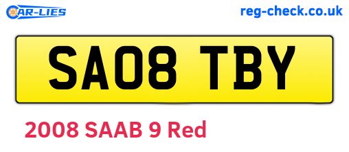 SA08TBY are the vehicle registration plates.