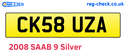 CK58UZA are the vehicle registration plates.