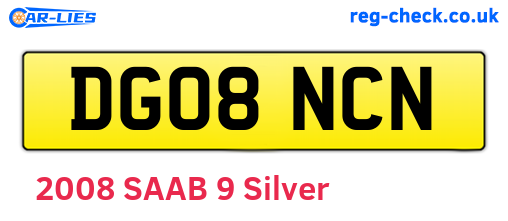 DG08NCN are the vehicle registration plates.
