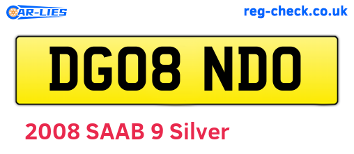 DG08NDO are the vehicle registration plates.