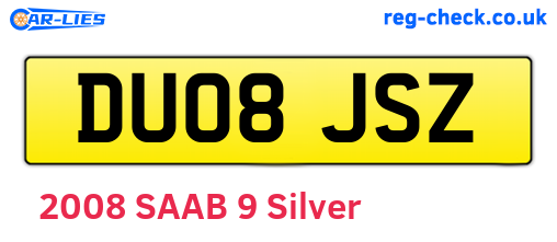 DU08JSZ are the vehicle registration plates.