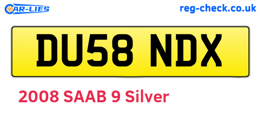 DU58NDX are the vehicle registration plates.