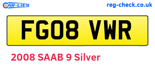 FG08VWR are the vehicle registration plates.